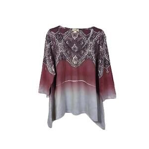 New - One World Live & Let Live Top Size 2X Tunic Lagenlook Paisley Beaded